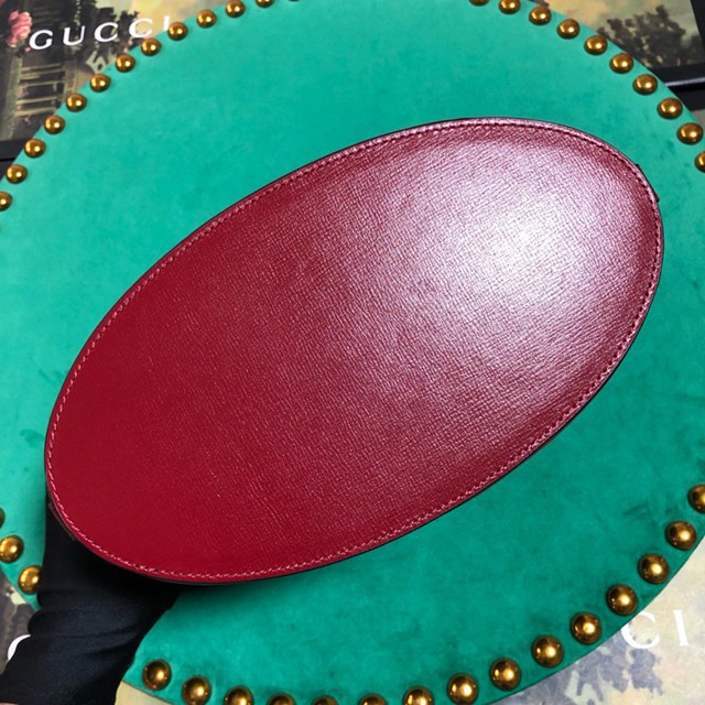 Gucci經典款女包 602118 古馳Gucci1955馬銜扣水桶包 Gucci紅色全皮單肩背包  gqy2725
